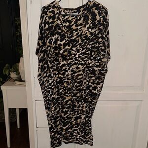 Calvin Klein Black and Tan Animal Print Dress